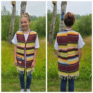 Upcycled Southwest Blanket Vest S-L Handmade Dont Throw It Out Serape